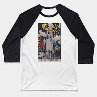 The Tower - Tarot Card Baseball T-Shirt